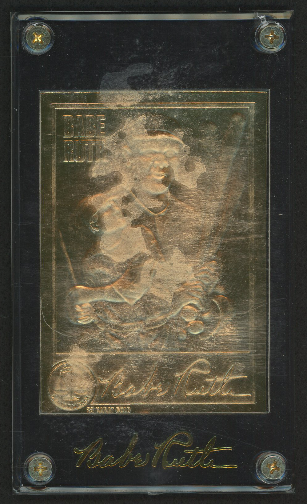 Babe Ruth LE 22kt Gold Baseball Card Display Pristine Auction