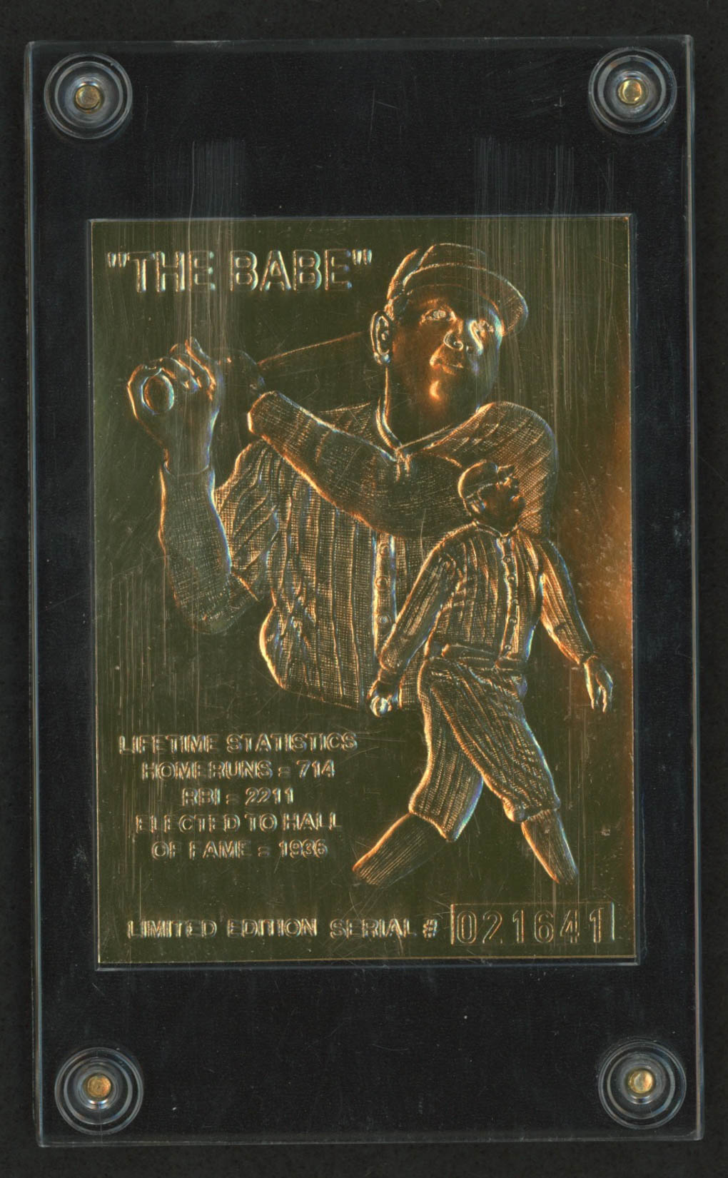 Babe Ruth LE 22kt Gold Baseball Card Display Pristine Auction