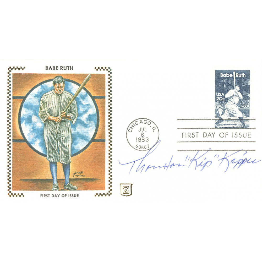 Thornton Kip Kipper Signed 1983 Babe Ruth FDC Envelope With Babe Ruth Postage Stamp JSA COA