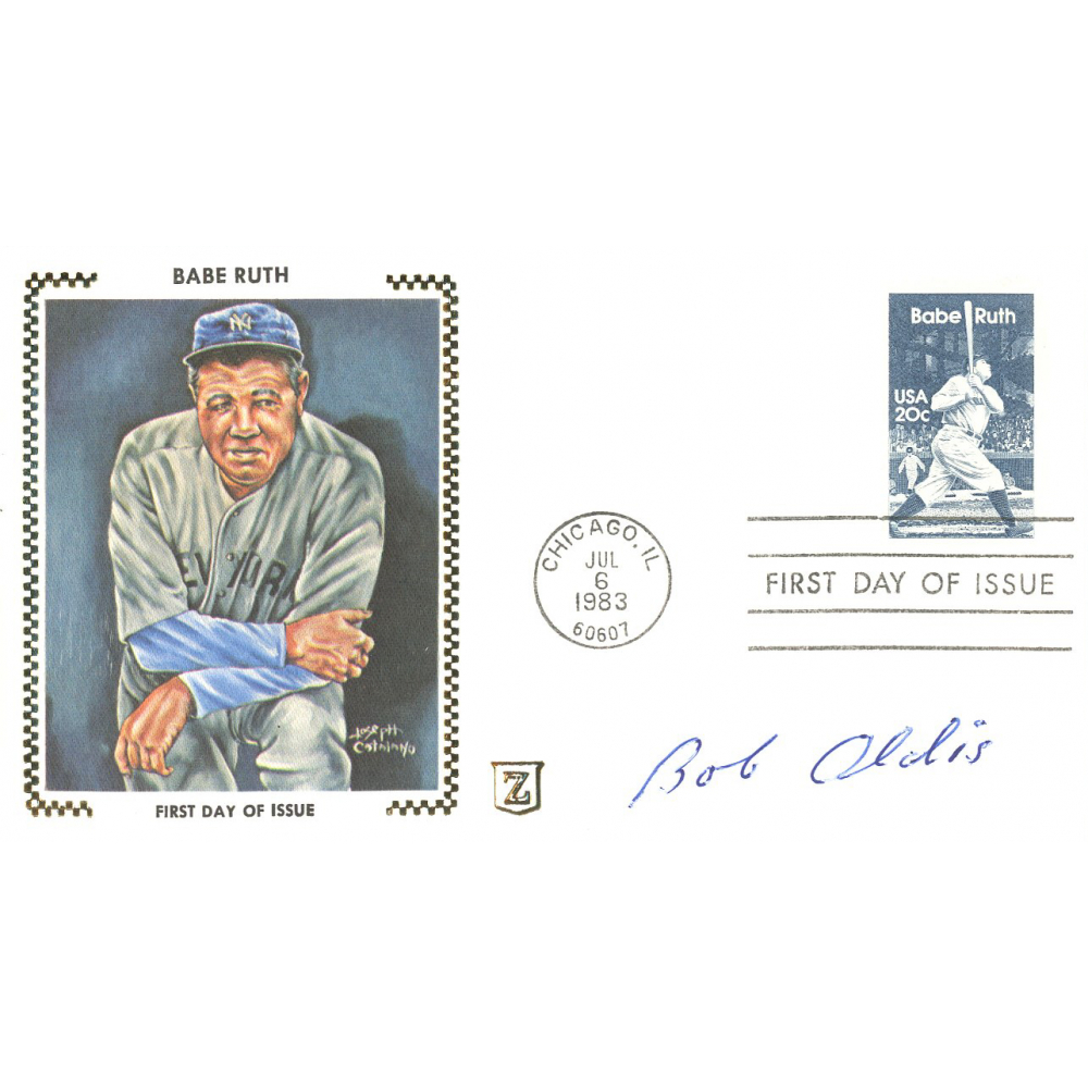 Bob Oldis Signed Babe Ruth FDC Envelope With Babe Ruth Postage Stamp JSA COA Pristine