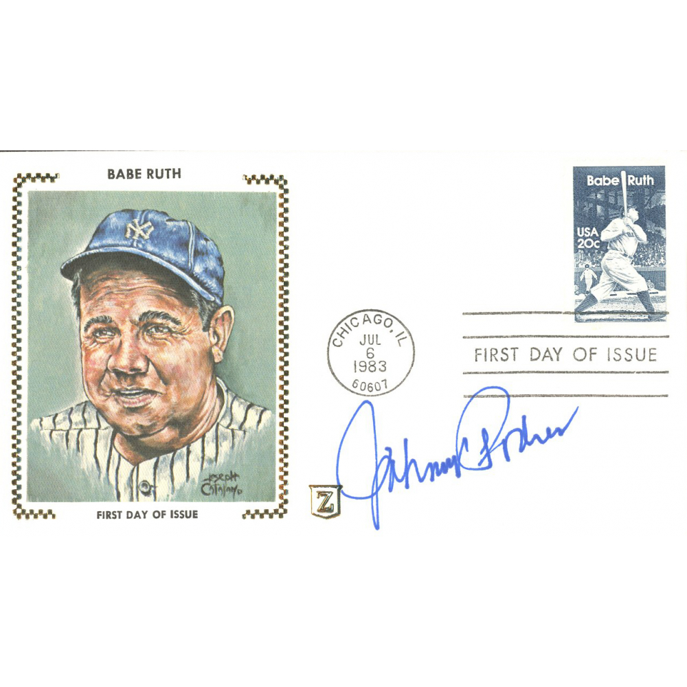 Johnny Podres Signed 1983 Babe Ruth FDC Envelope With Babe Ruth Postage Stamp JSA COA