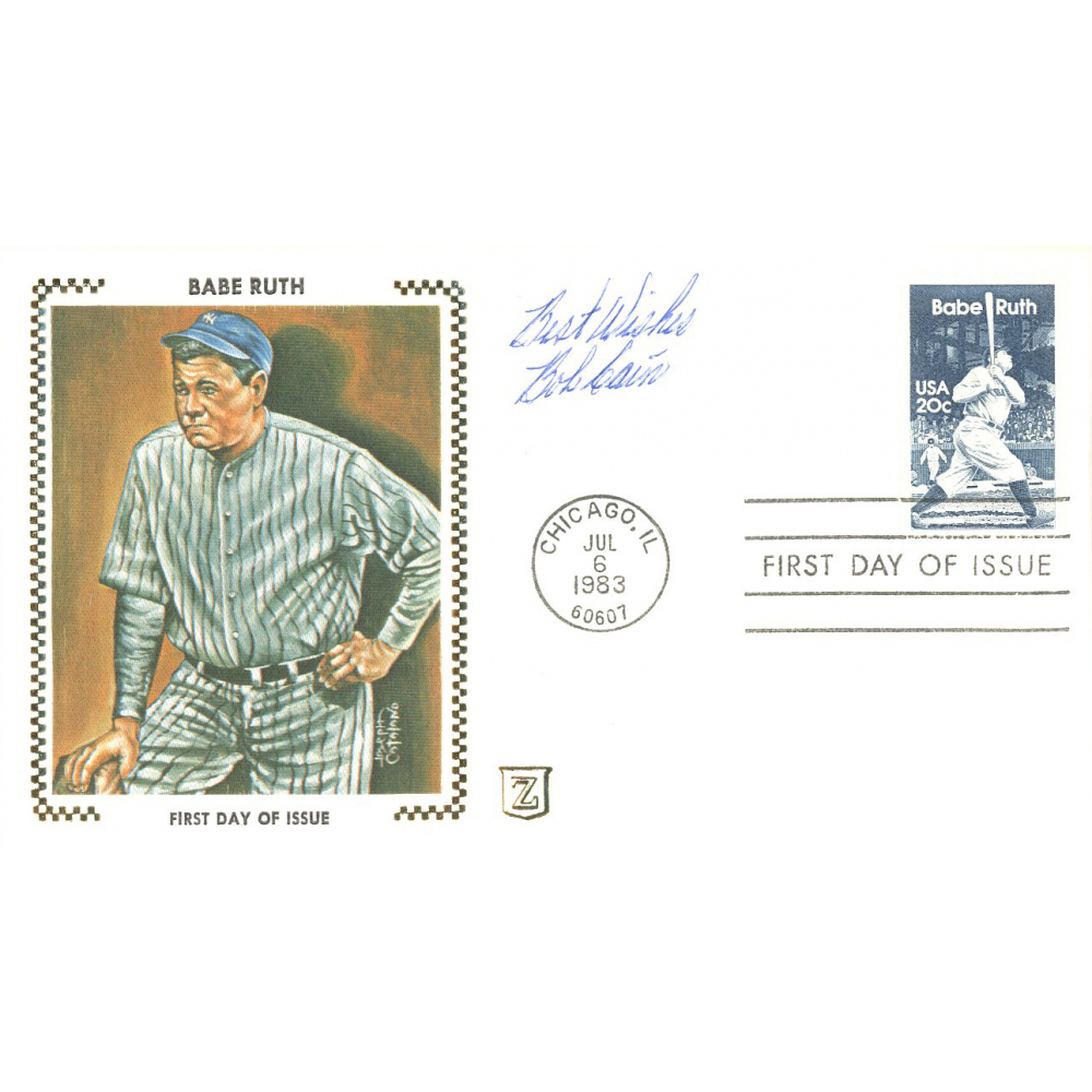 Bob Cain Signed 1983 Babe Ruth FDC Envelope With Babe Ruth Postage Stamp Inscribed Best