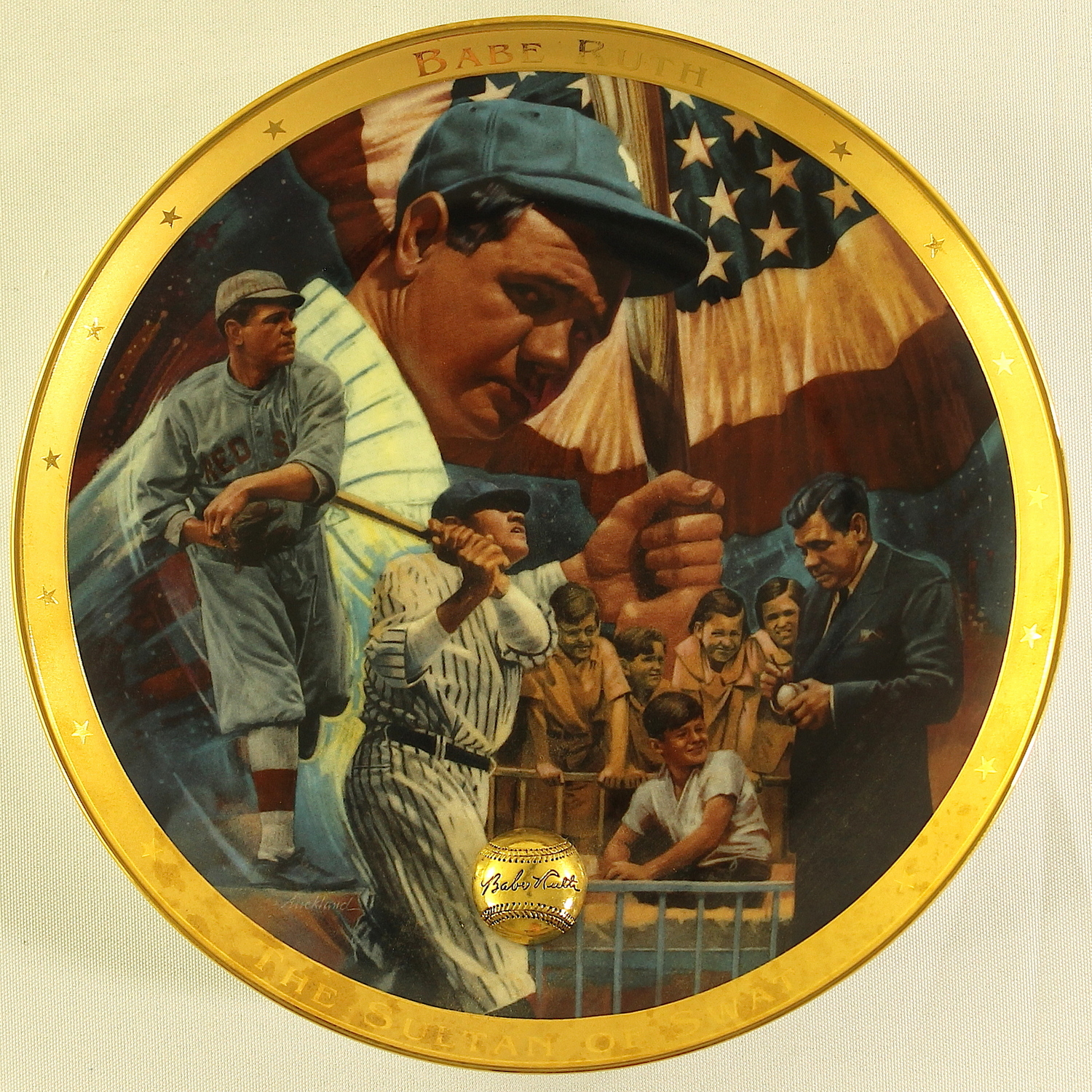 Babe Ruth LE 1995 The Legendary Babe Ruth Porcelain Plate Pristine Auction