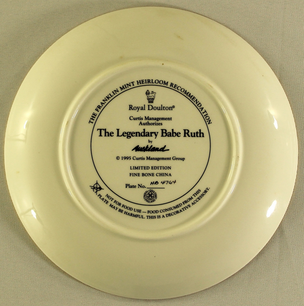 Babe Ruth LE The Legendary Babe Ruth Porcelain Plate Pristine