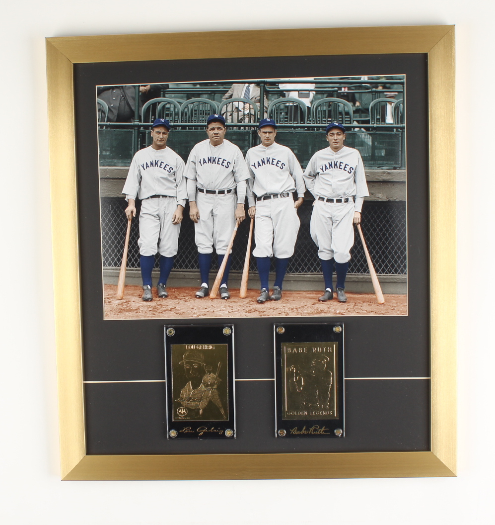 Lou Gehrig Babe Ruth 18x20 Custom Framed Photo Display With 23 KT