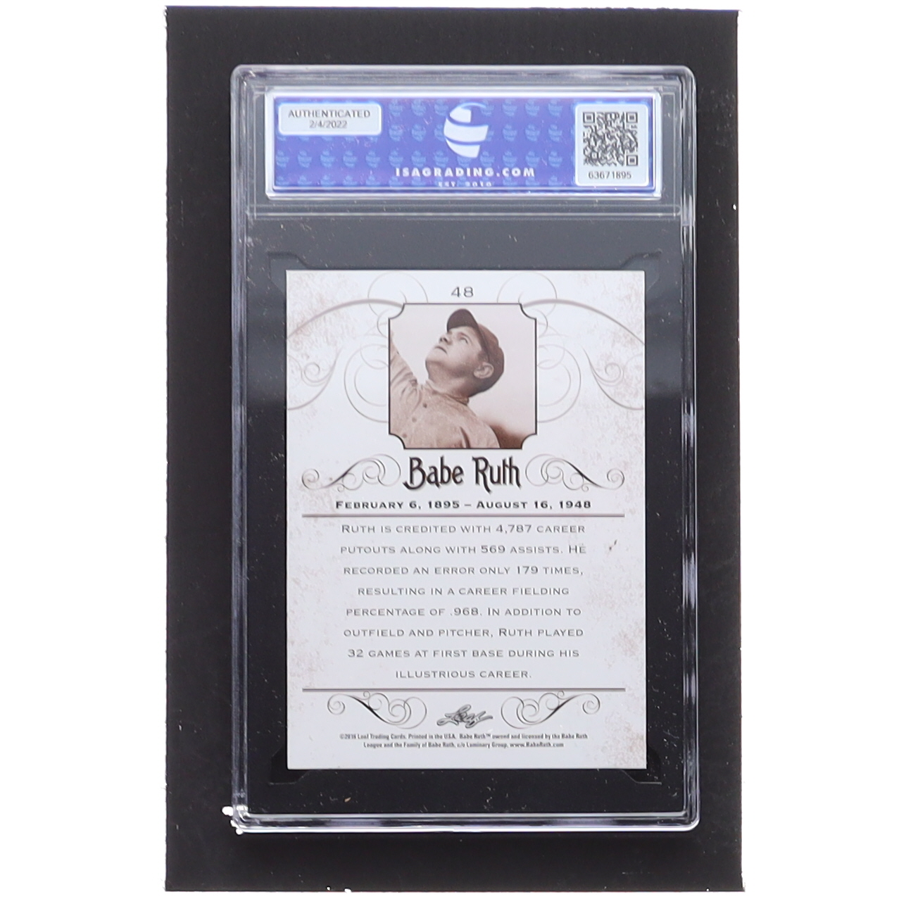 Babe Ruth 2016 Leaf Babe Ruth Collection 48 ISA 10 Pristine Auction