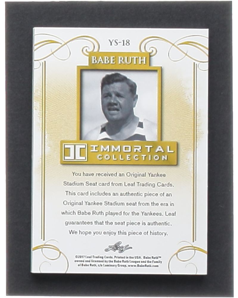 Babe Ruth Leaf Babe Ruth Immortal Collection Yankee Stadium Seat YS Pristine
