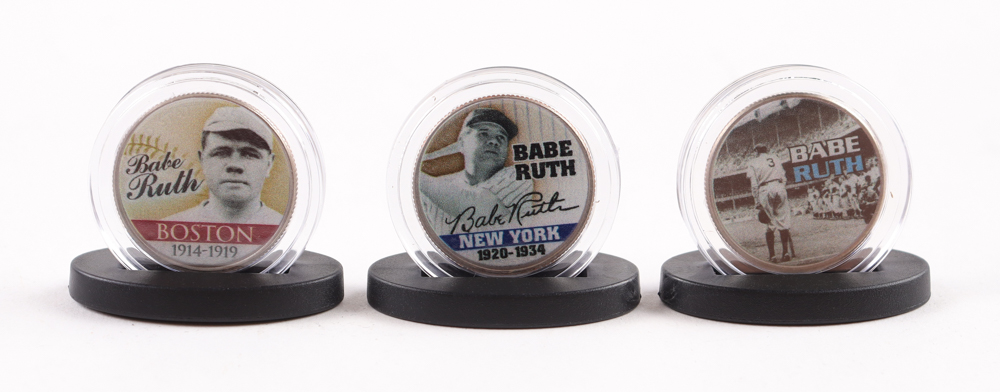 Set Of Babe Ruth Baseball Legends Statehood Colorized Quarters