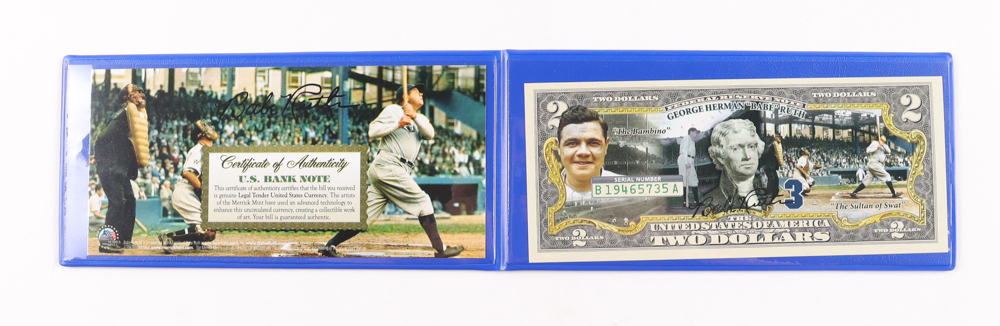 Babe Ruth Genuine Legal Tender Colorized U S Two Dollar Bill Commemorative Edition Bank