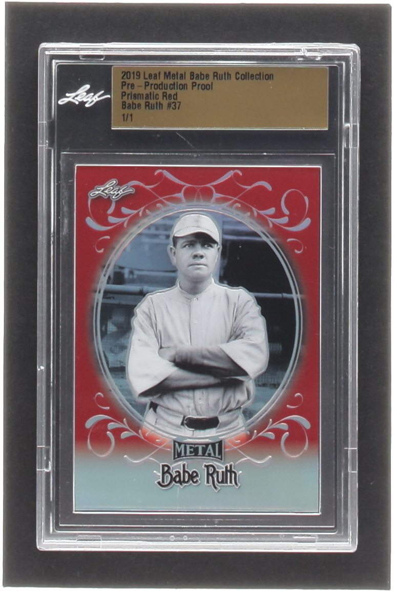 Babe Ruth 2019 Leaf Metal Babe Ruth Collection Prismatic Red Pre Production Proof 1 1 Leaf