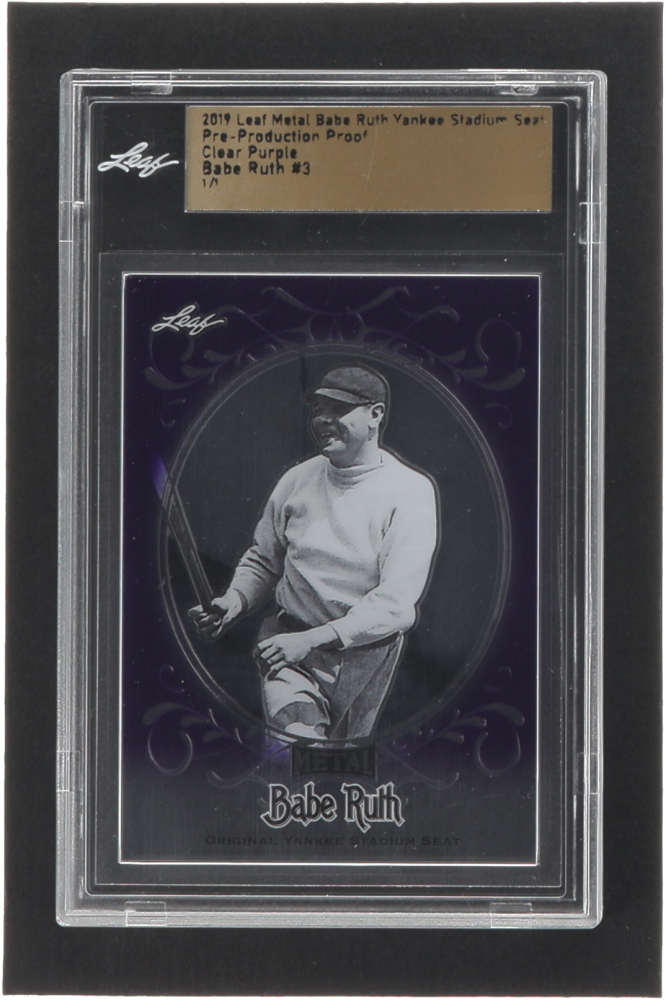 Babe Ruth 2019 Leaf Metal Babe Ruth Collection Yankee Stadium Seats Clear Purple Pre Production