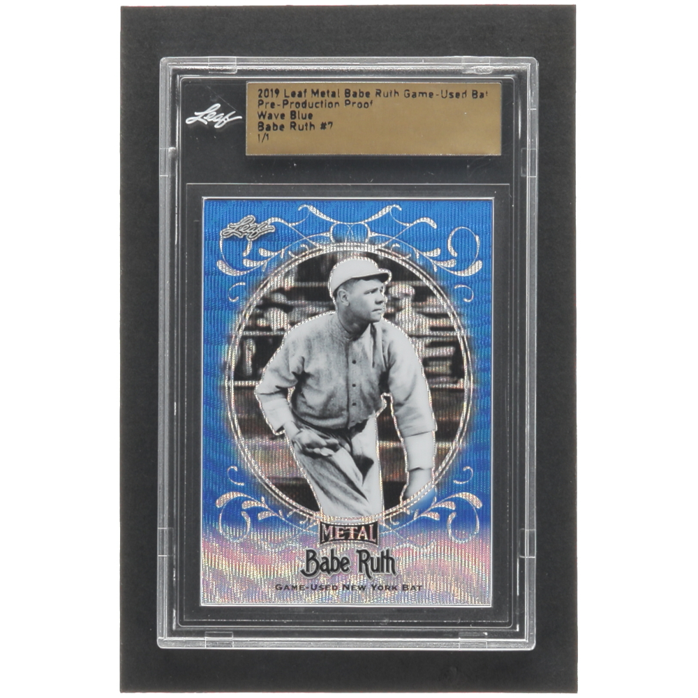 Babe Ruth Leaf Metal Babe Ruth Game Used Bat Pre Production Proof Wave Blue Leaf
