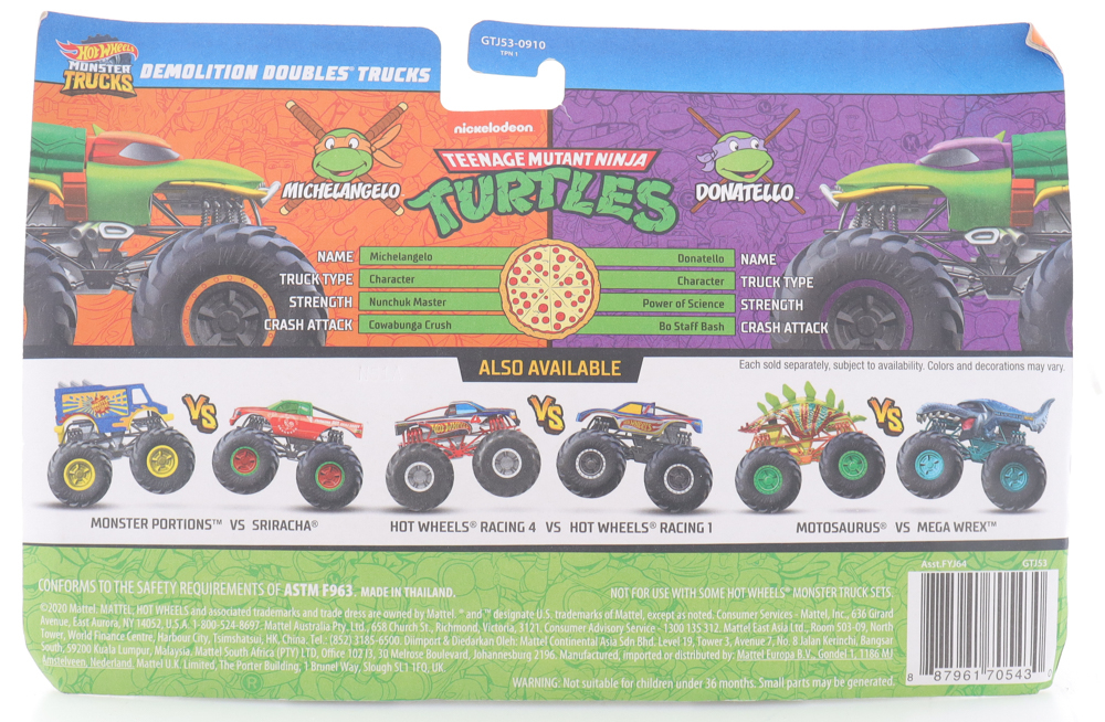 Kevin Eastman Signed Teenage Mutant Ninja Turtles Hot Wheels Monster Truck Character Cars