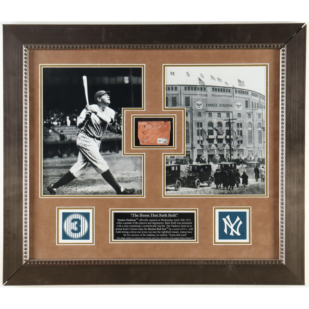 Babe Ruth Custom Framed Collage Includes Authentic Yankees Stadium Brick Steiner MLB
