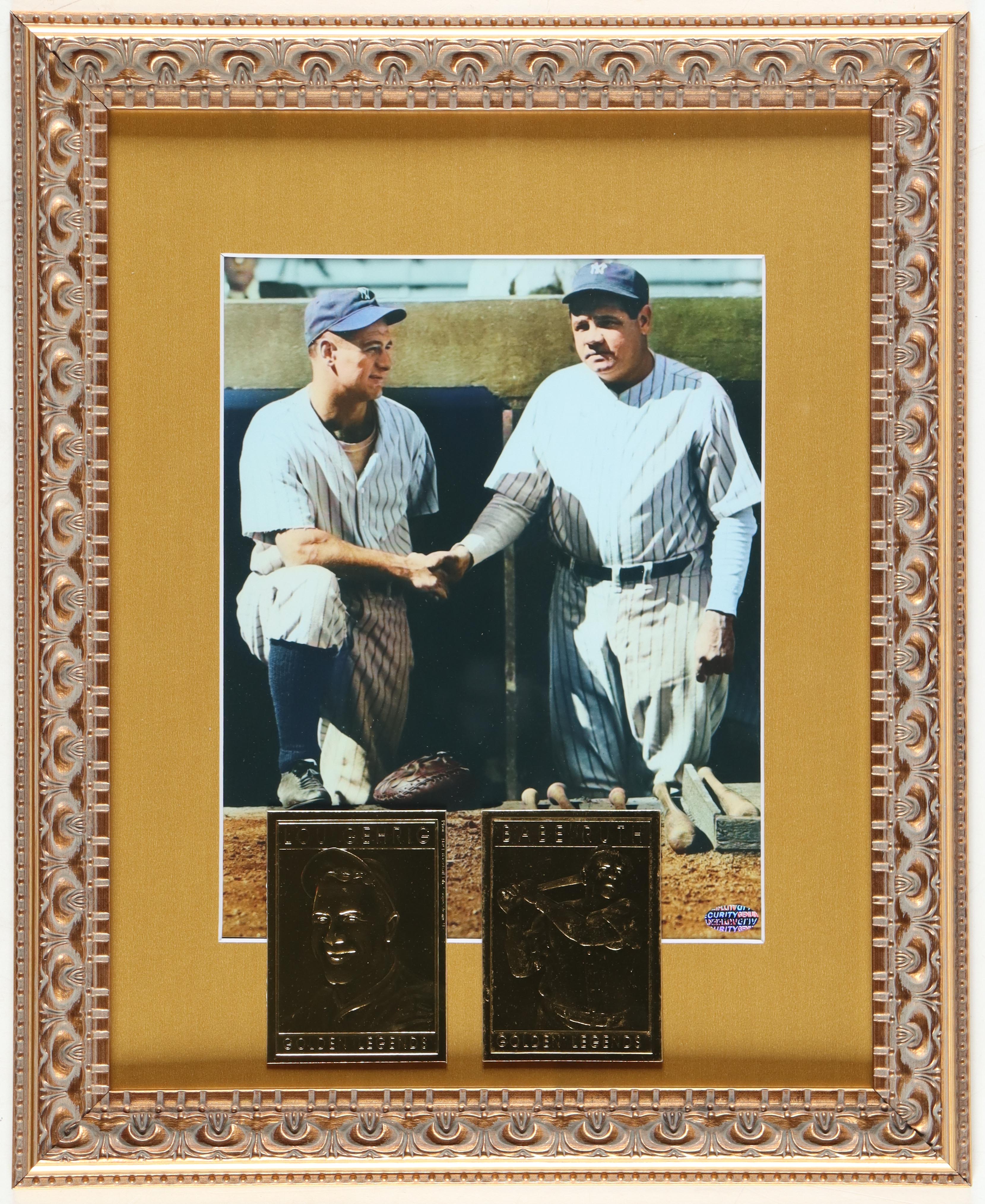 Babe Ruth Lou Gehrig Yankees Custom Framed Colorized Art Photo