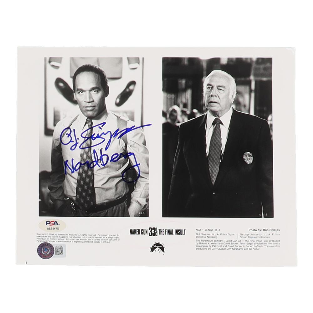 O J Simpson Signed The Naked Gun 8x10 Photo Inscribed Nordberg