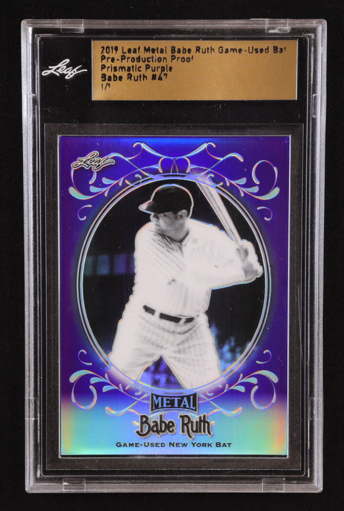 Babe Ruth Leaf Metal Babe Ruth Game Used Bat Pre Production Proof Prismatic Purple