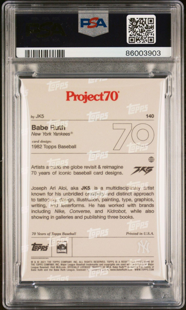 Babe Ruth Topps Project JK PSA Pristine Auction