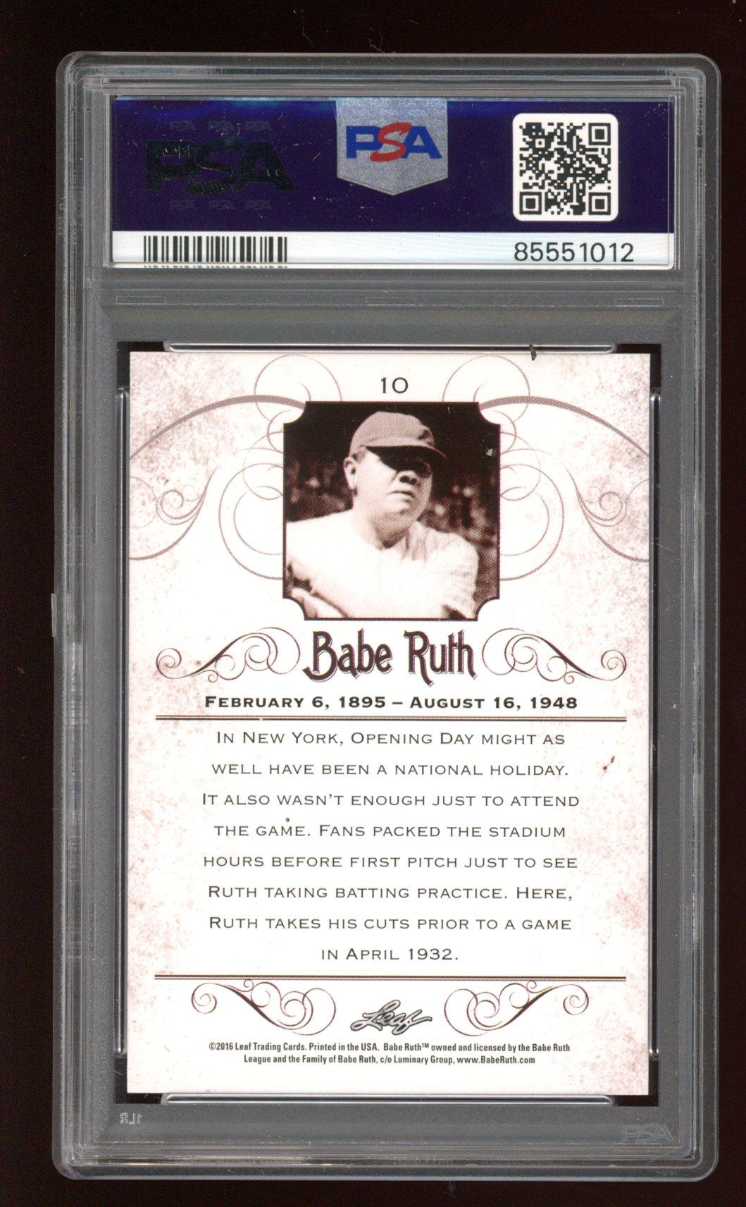 Babe Ruth 2016 Leaf Babe Ruth Collection 10 PSA 10 Pristine Auction