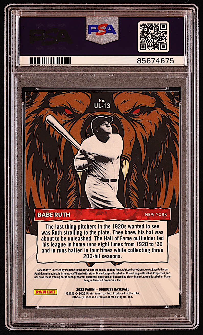 Babe Ruth Donruss Unleashed Rapture PSA Pristine Auction