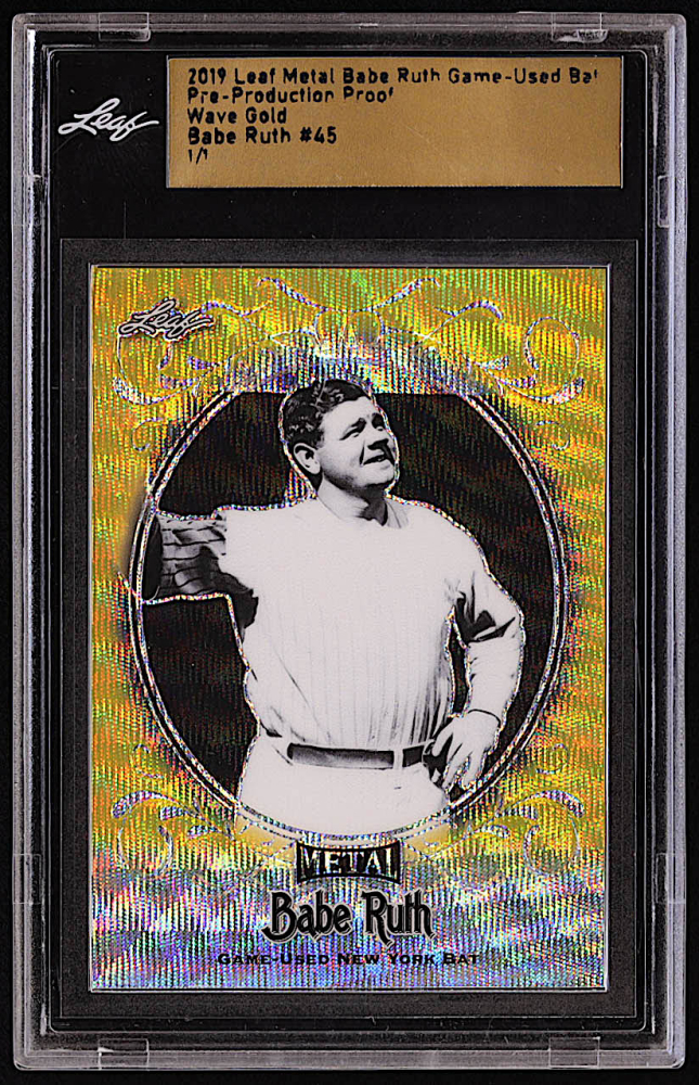 Babe Ruth Leaf Metal Babe Ruth Collection Game Used Wave Gold Pre Production Proof