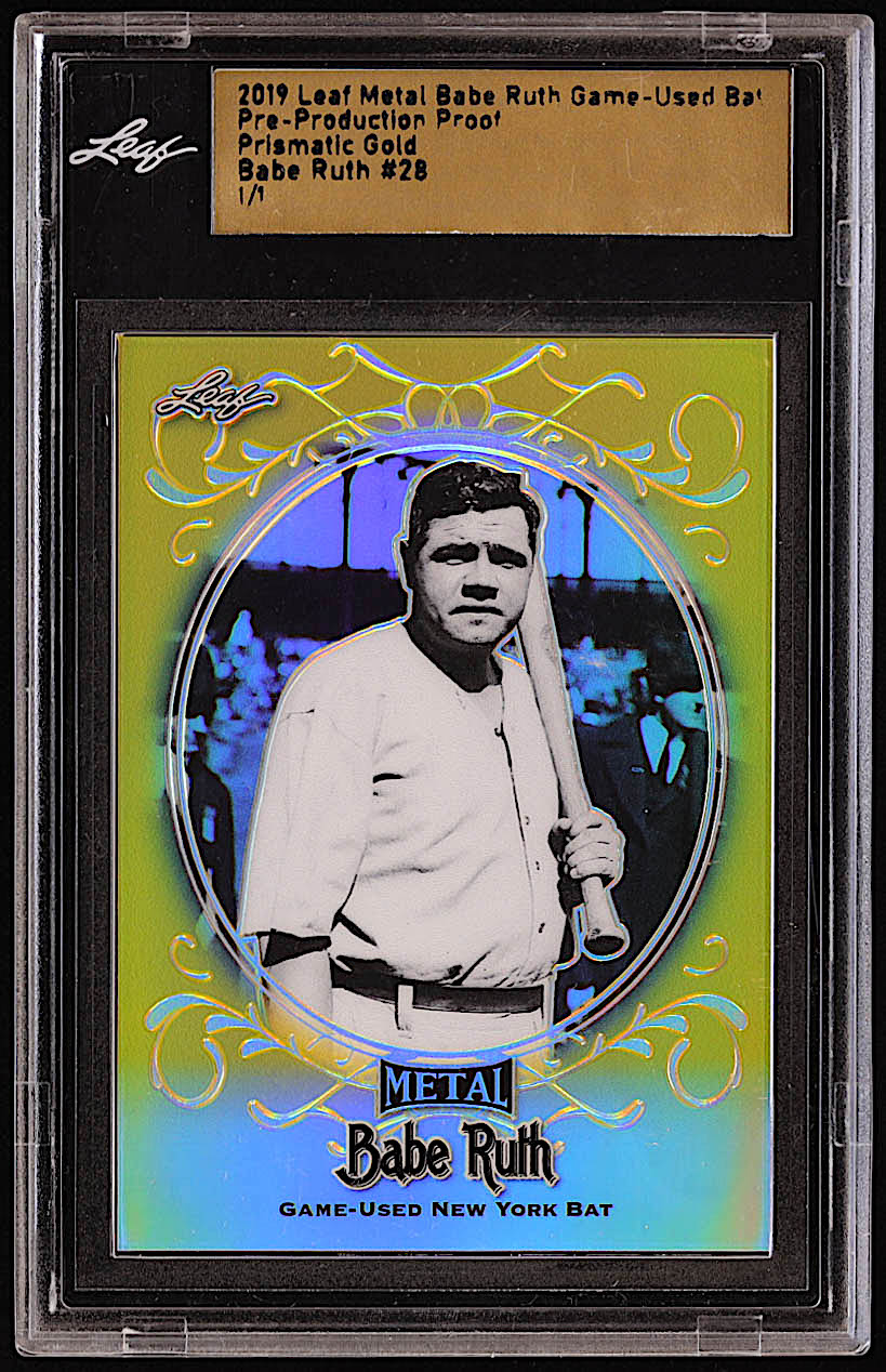 Babe Ruth 2019 Leaf Metal Babe Ruth Collection Game Used Prismatic Gold Pre Production Proof 28