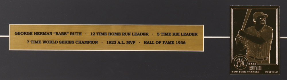 Babe Ruth Yankees Custom Framed Colorized Photo Display With Kt Gold Trading Card Pristine