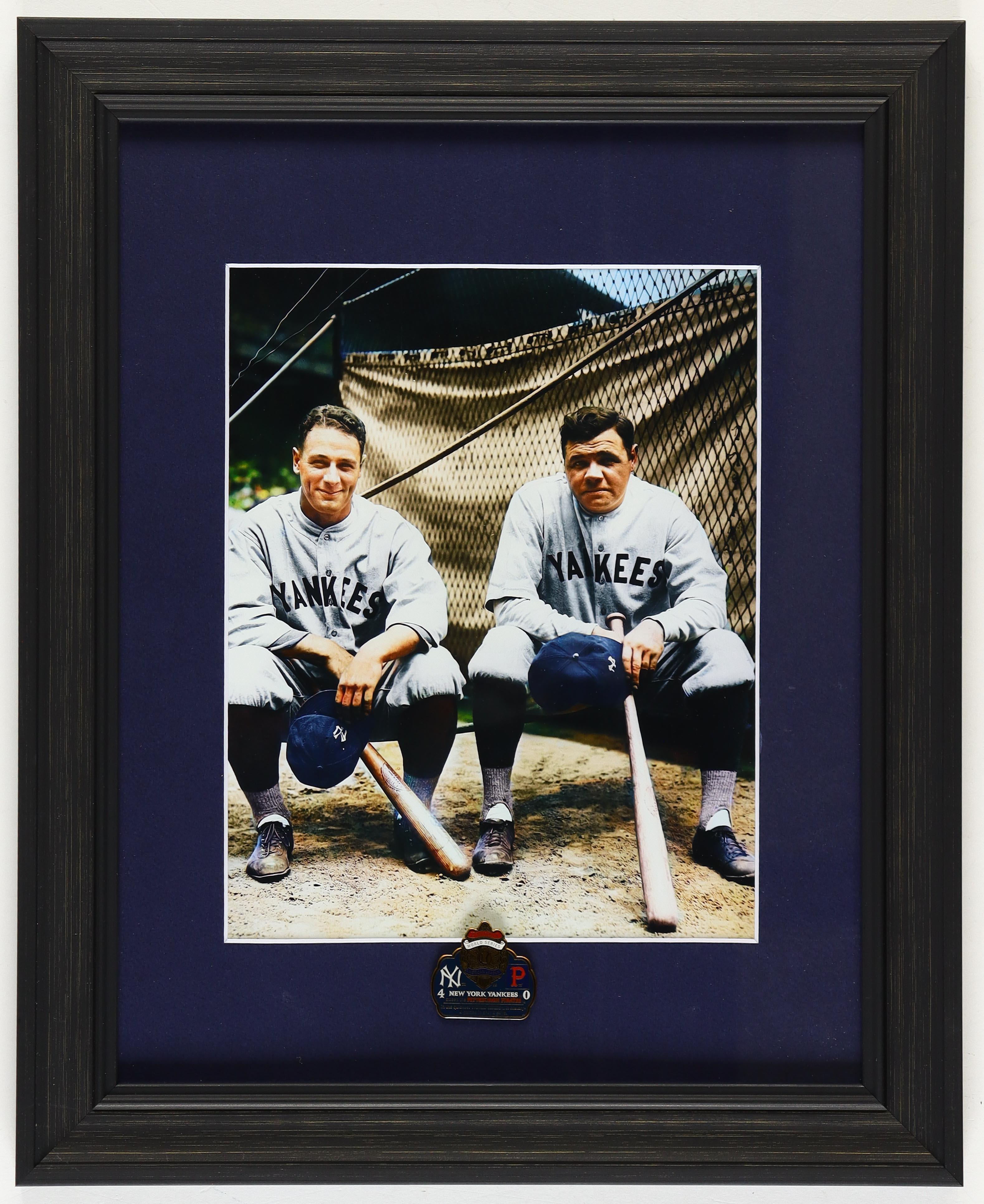 Babe Ruth Lou Gehrig Yankees Custom Framed Photo Display With Pin