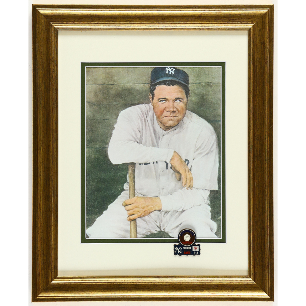 Babe Ruth Yankees Custom Framed Photo Display With Pin Pristine Auction