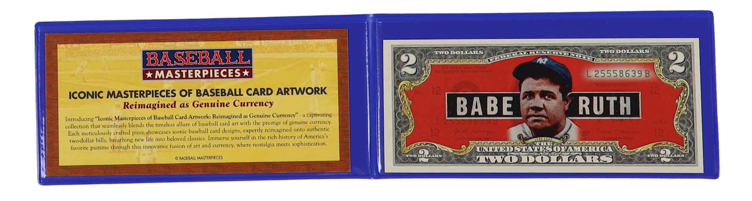Leaf Babe Ruth Genuine Legal Tender Colorized U S Two Dollar Bill Commemorative