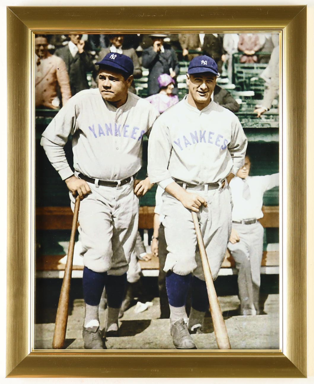 Babe Ruth Lou Gehrig Yankees Colorized Custom Framed Photo Display Pristine Auction