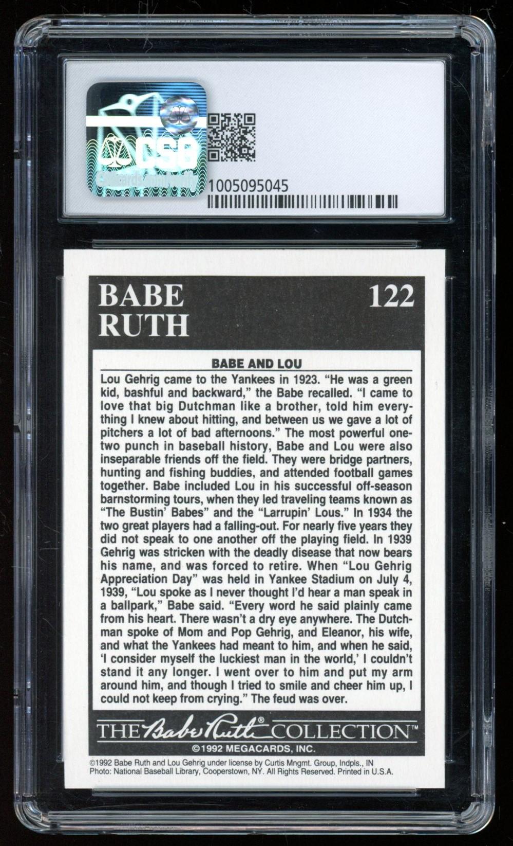 Lou Gehrig Appreciation Day Megacards Babe Ruth Collection CSG Pristine Auction