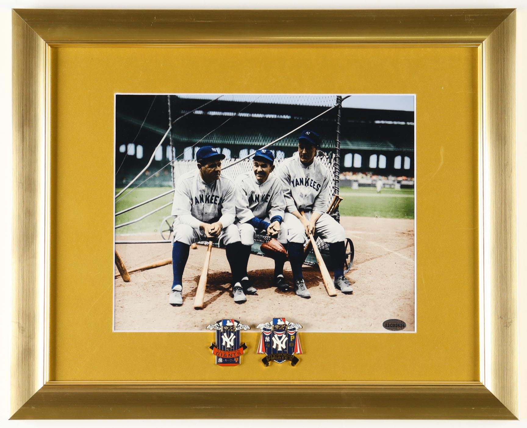 Babe Ruth Lou Gehrig Yankees Custom Framed Photo With Pins