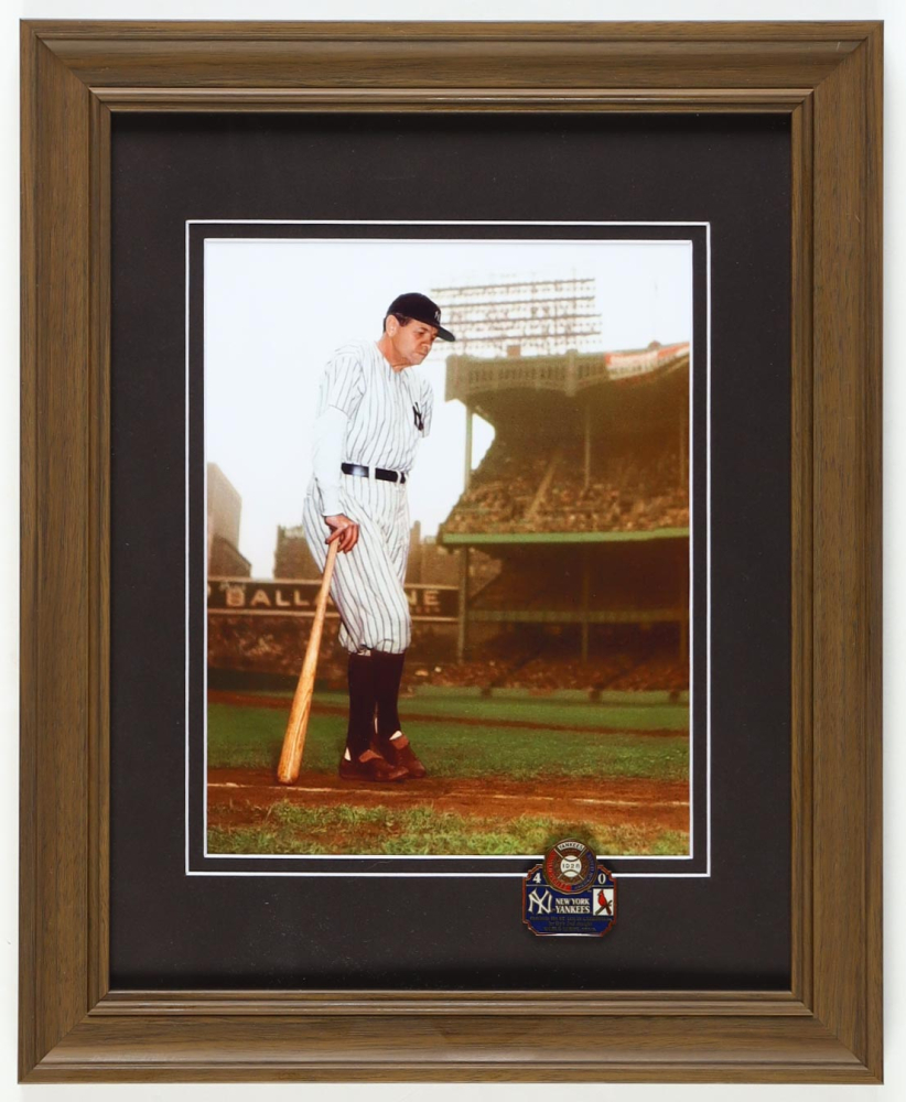 Babe Ruth Yankees Custom Framed Photo Display With Official World Series Pin Pristine Auction