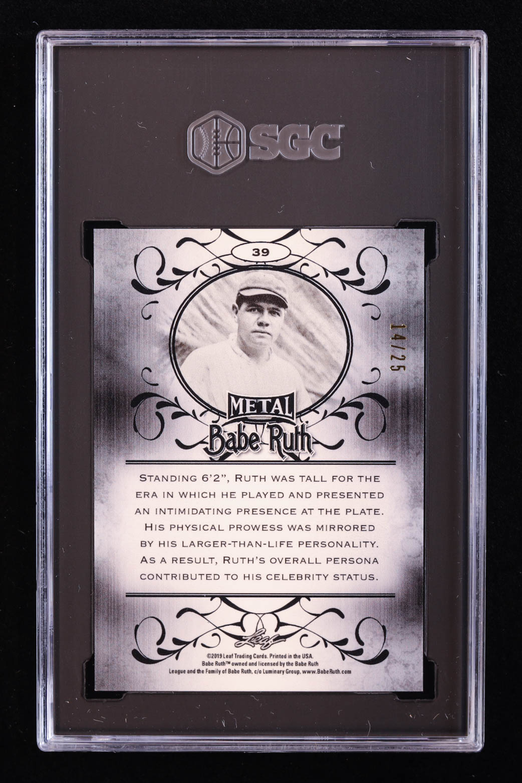 Babe Ruth 2019 Leaf Metal Babe Ruth Collection Wave Blue 39 14 25 SGC 9 5 Pristine Auction