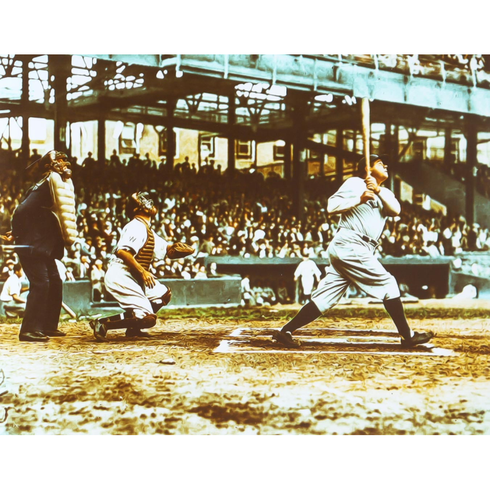 Babe Ruth Yankees X Colorized Photo Pristine Auction