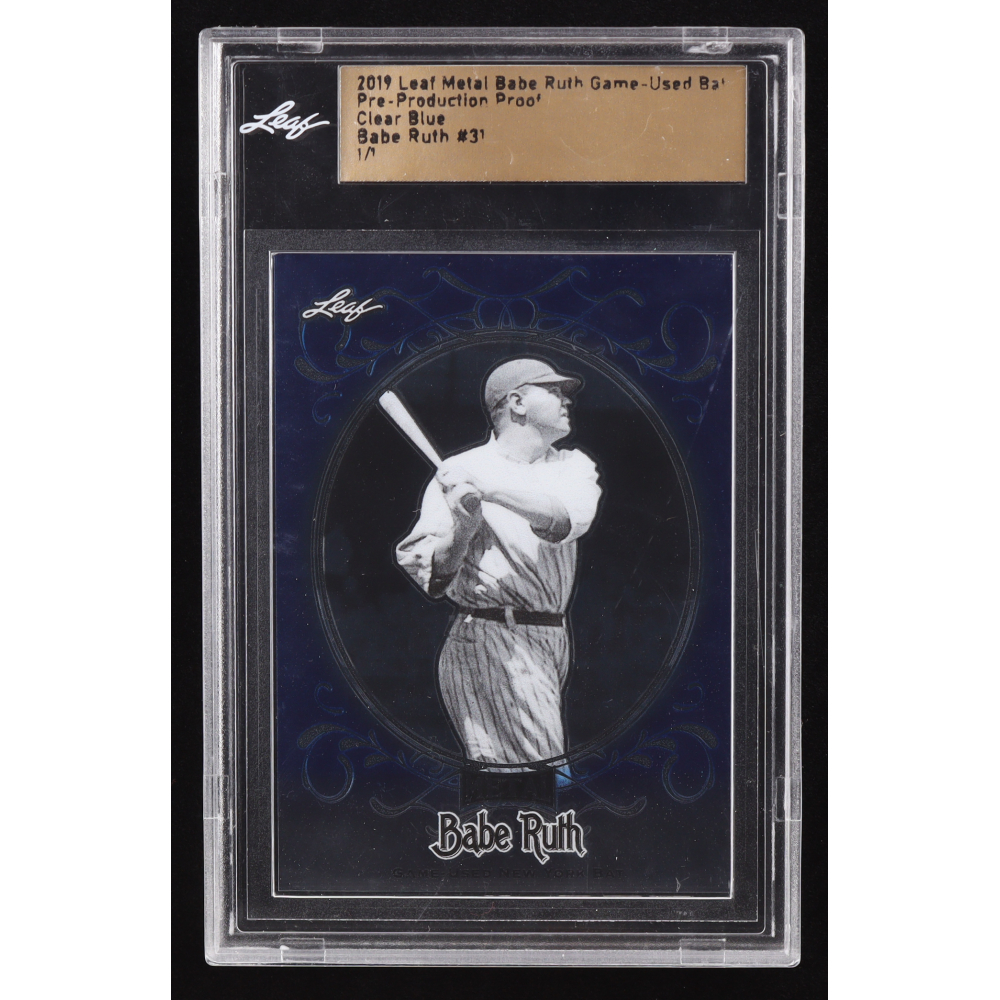 Babe Ruth Leaf Metal Babe Ruth Game Used Bat Pre Production Proof Clear Blue Leaf
