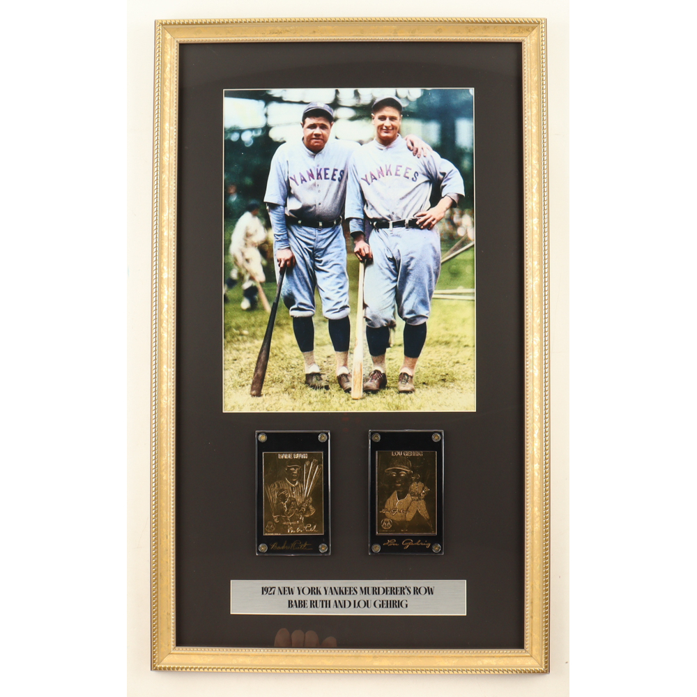 Babe Ruth Lou Gehrig Custom Framed Print Display With A Set Of