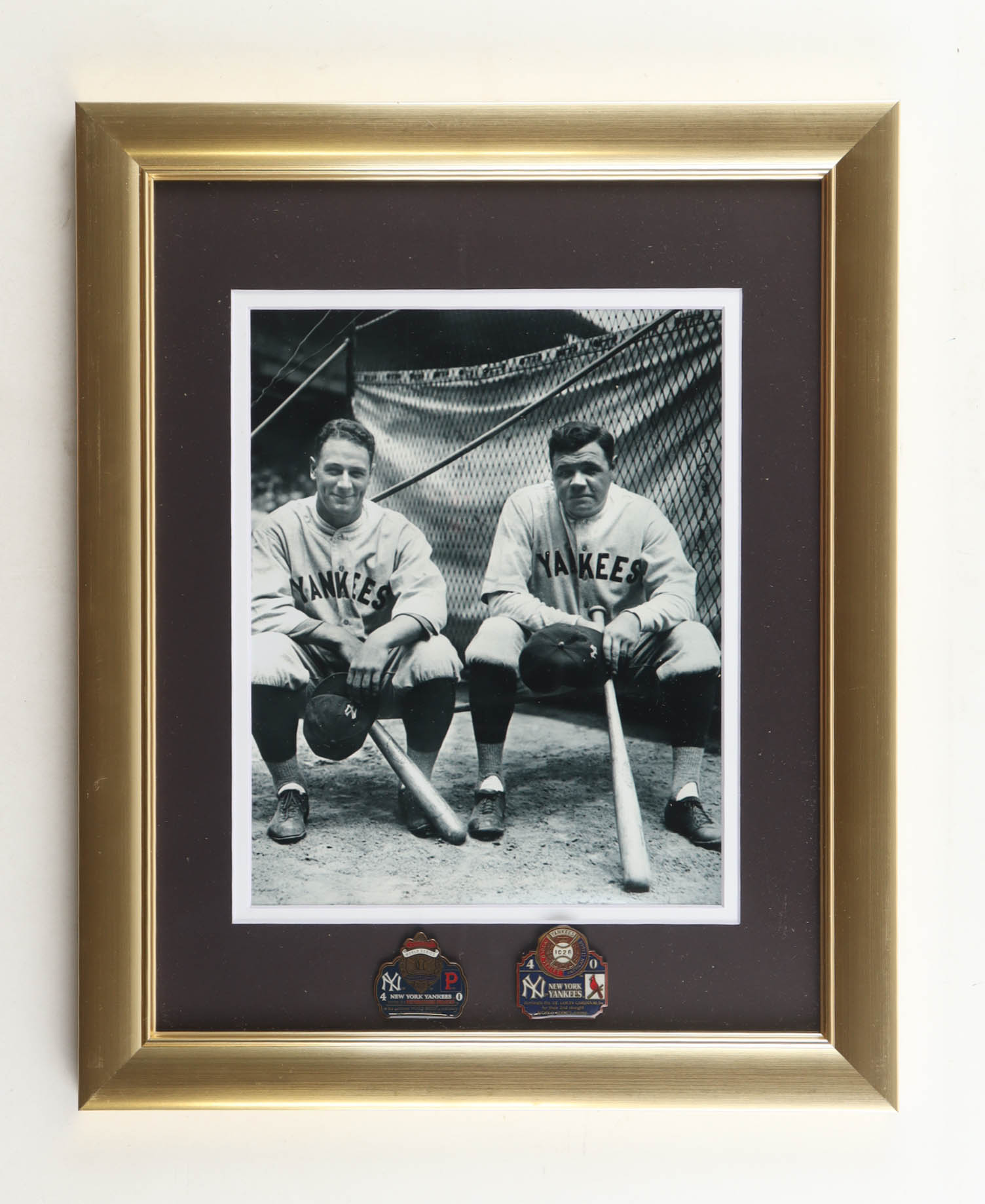 Babe Ruth Lou Gehrig Yankees Custom Framed Photo Display With 2