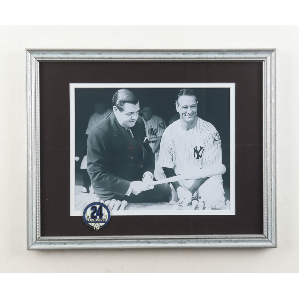 Babe Ruth Lou Gehrig Yankees Custom Framed Photo Display With World