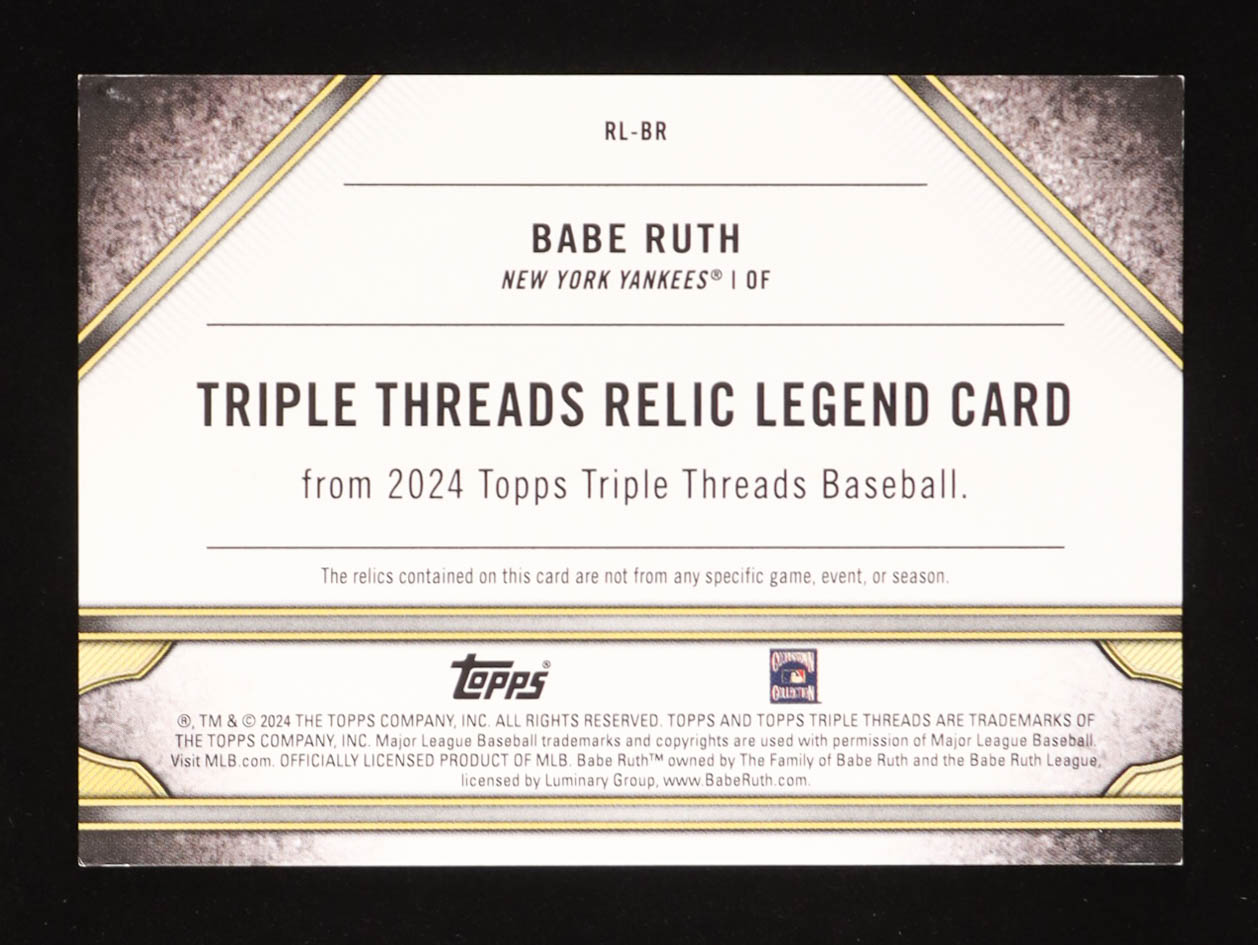 Babe Ruth Topps Triple Threads Legend Relics Gold RLBR Pristine Auction