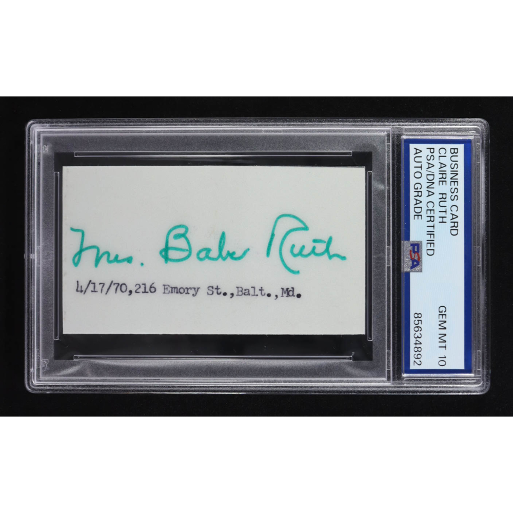 Mrs Babe Ruth Claire Ruth Signed Business Card PSA Pristine Auction