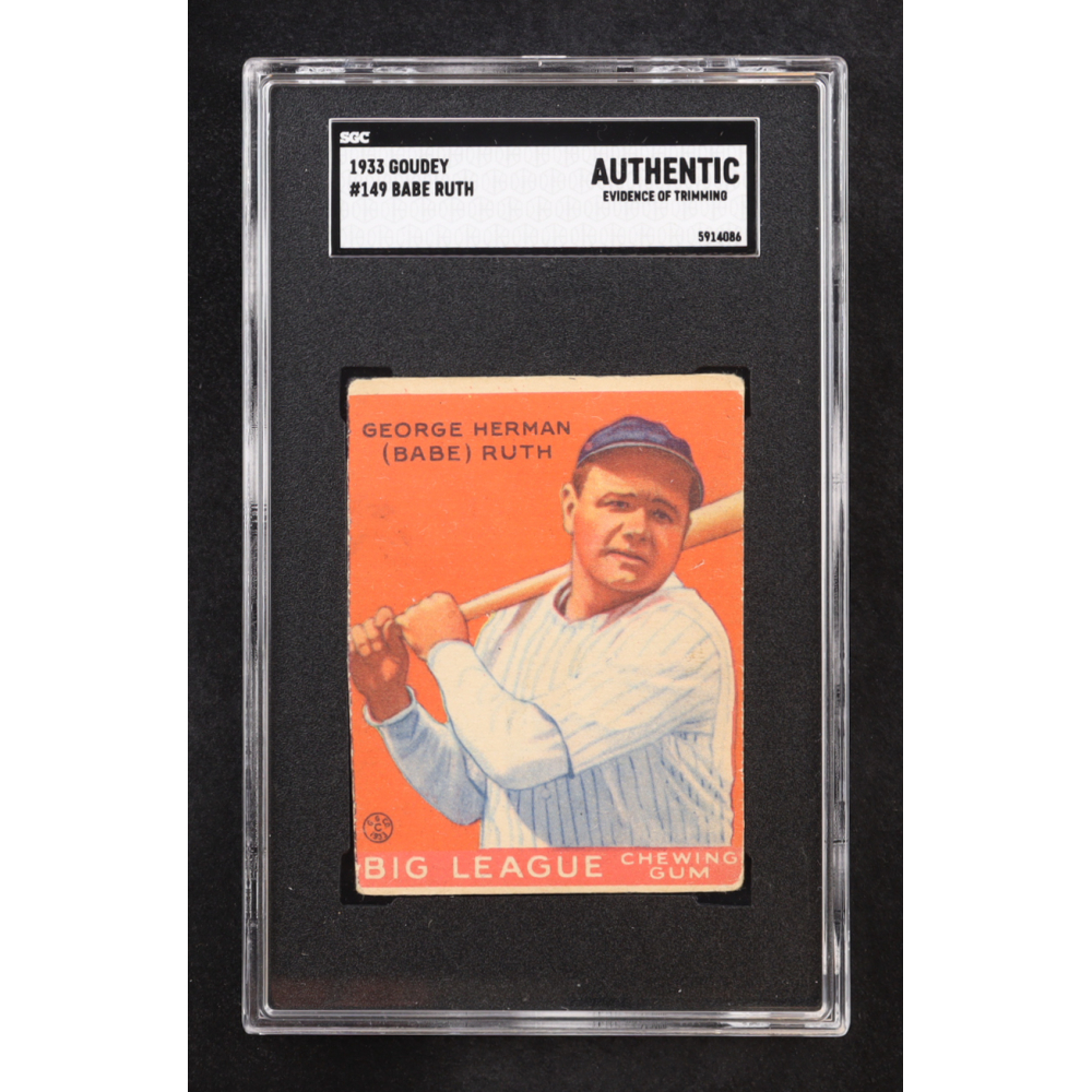 Babe Ruth 1933 Goudey 149 SGC Authentic Pristine Auction