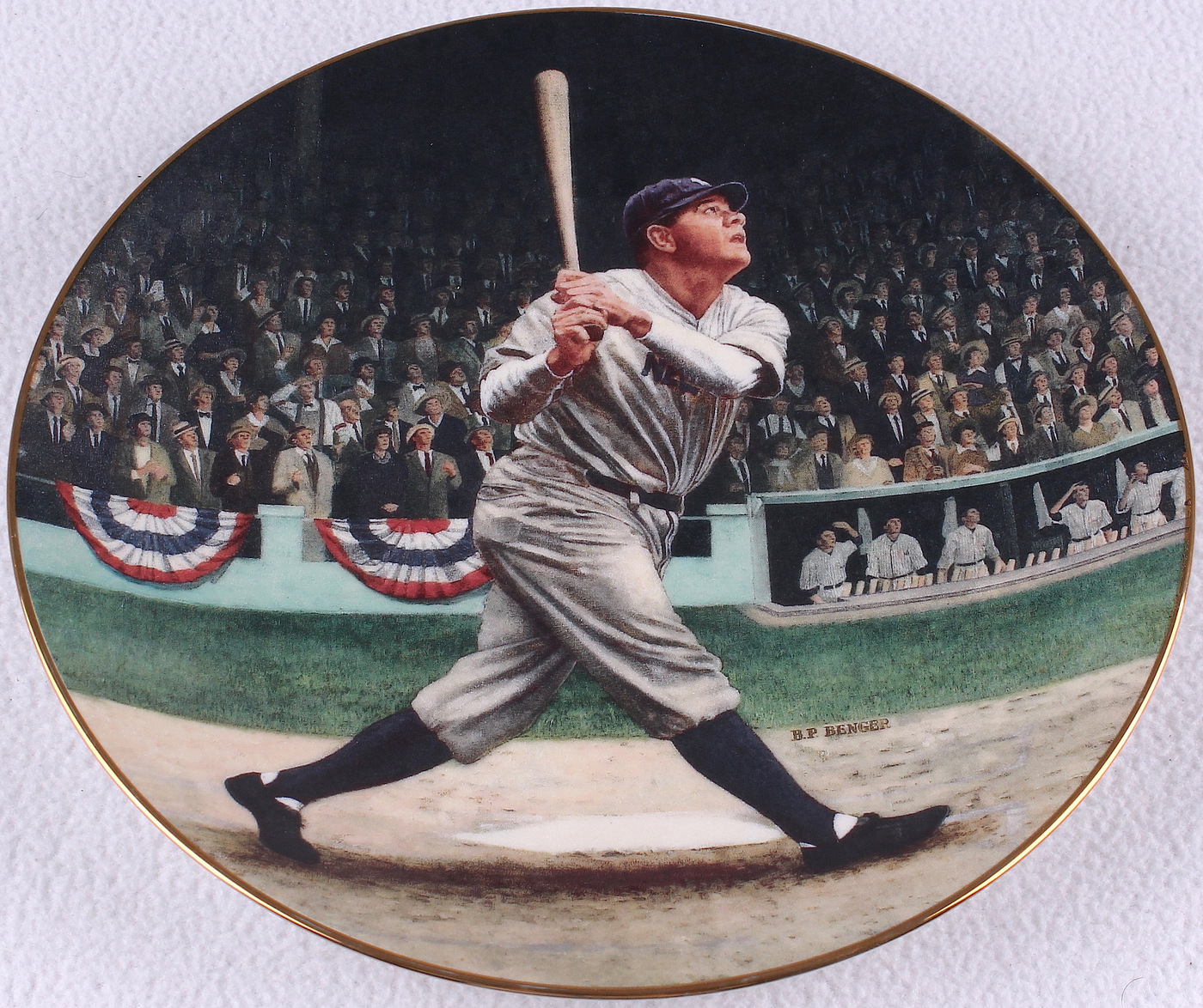 Babe Ruth LE The Called Shot Delphi Porcelain Plate Rimmed With K Gold Pristine Auction