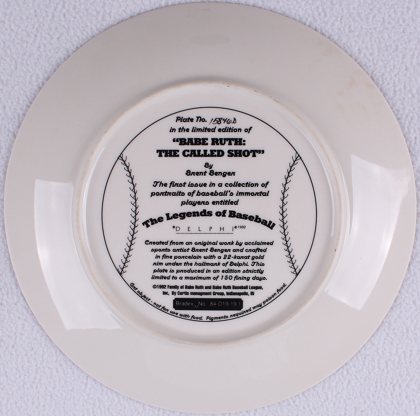 Babe Ruth LE The Called Shot Delphi Porcelain Plate Rimmed With 22k Gold Pristine Auction
