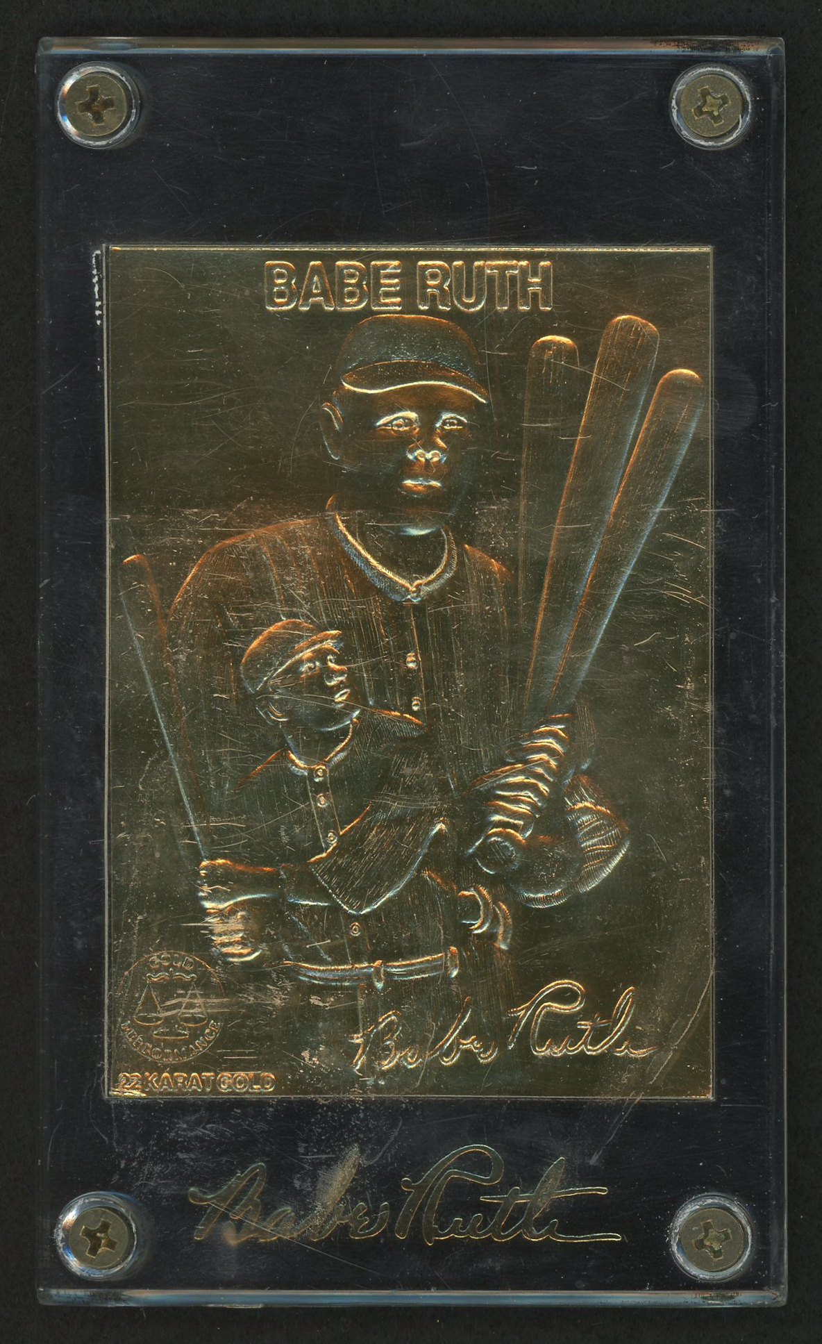Babe Ruth LE Yankees 22KT Gold Baseball Card Display Pristine Auction
