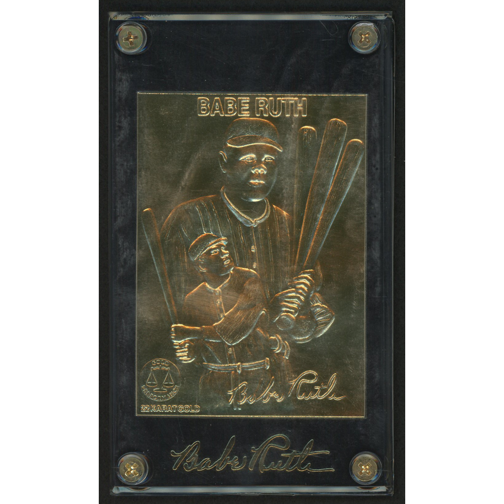 Babe Ruth LE 22kt Gold Baseball Card Display Pristine Auction