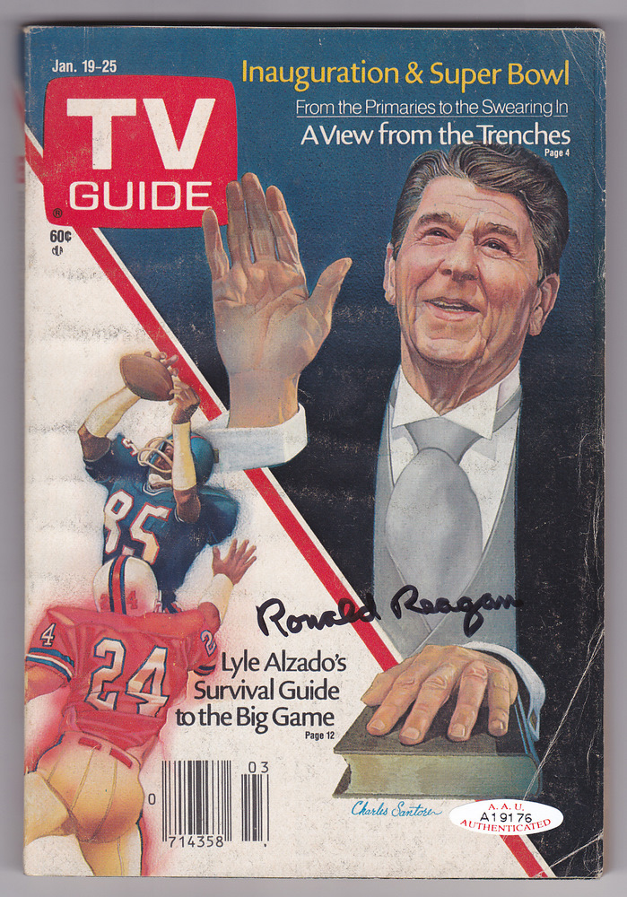 Ronald Reagan Signed TV Guide Magazine (AAU LOA) at PristineAuction.com Ronald Reagan Signed TV Guide Magazine (AAU LOA) at PristineAuction.com