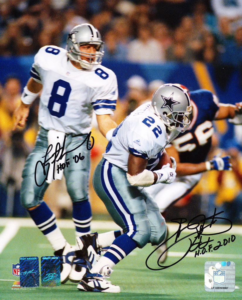 Troy Aikman & Emmitt Smith Signed & Inscribed Cowboys 8x10 Photo (Aikman & Smith Holograms) at PristineAuction.com Troy Aikman & Emmitt Smith Signed & Inscribed Cowboys 8x10 Photo (Aikman & Smith Holograms) at PristineAuction.com