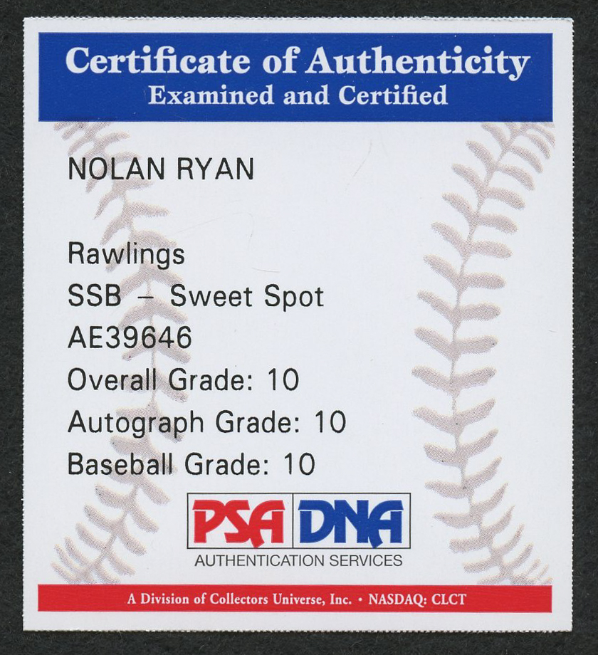 Nolan Ryan Signed OML Baseball Inscribed "100.7 MPH Fastball" with Display Case (PSA COA - Autograph Graded 10) at PristineAuction.com Nolan Ryan Signed OML Baseball Inscribed "100.7 MPH Fastball" with Display Case (PSA COA - Autograph Graded 10) at PristineAuction.com